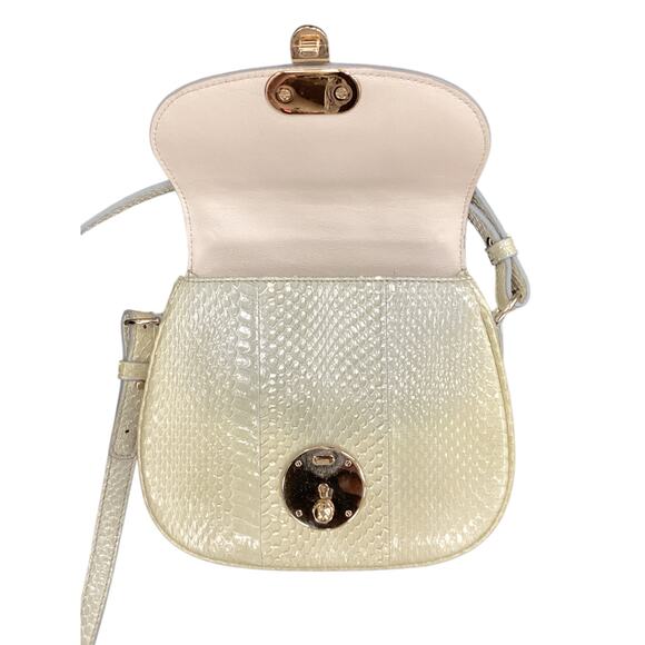 Giorgio Armani Purse Womens Crossbody Snakeskin Gold Hardware Inside PocketCream - Picture 8 of 8